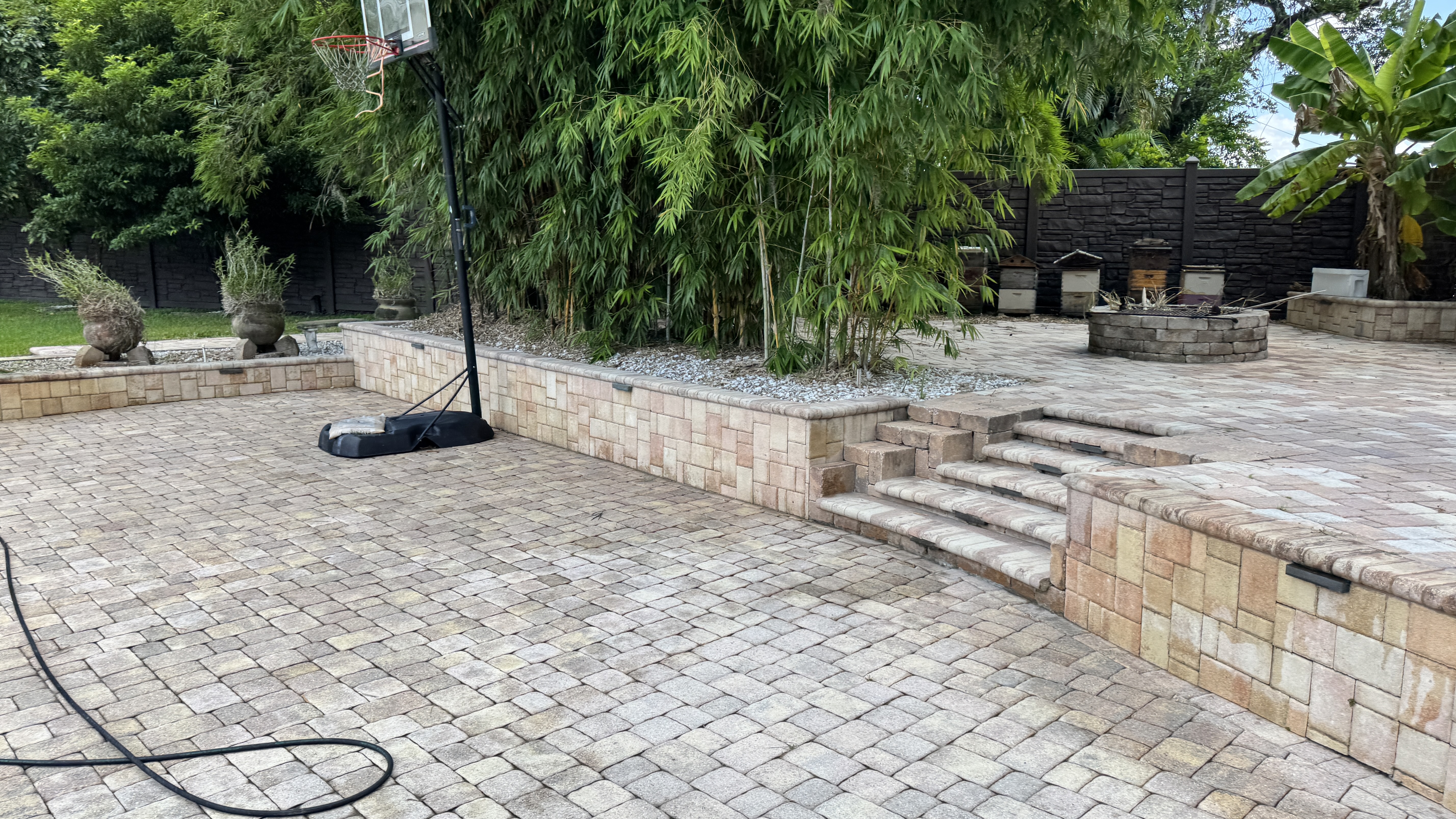 Paver surface detail in Tampa prepared for cleaning and sealing work