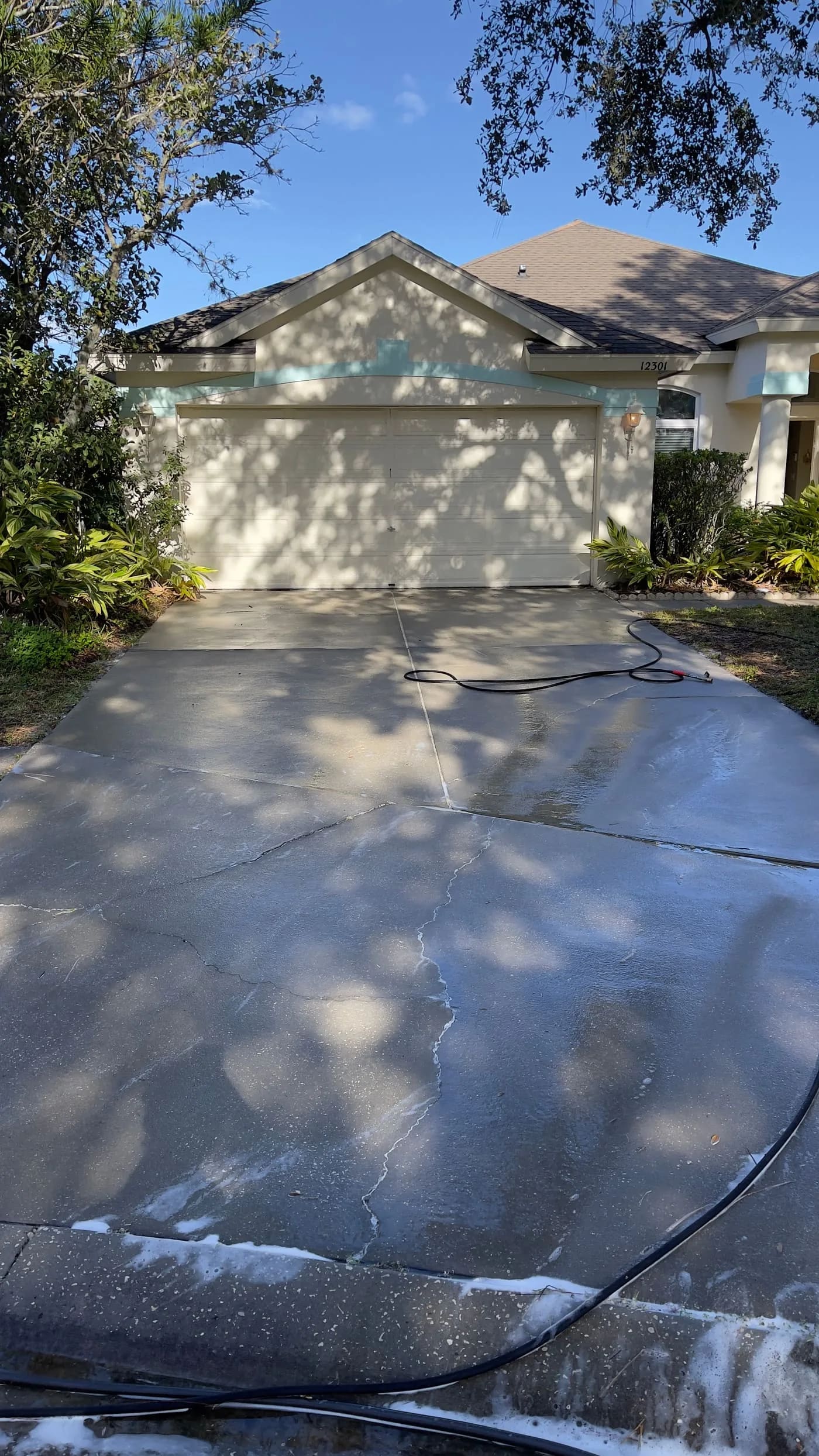 Clean driveway result at a Tampa home